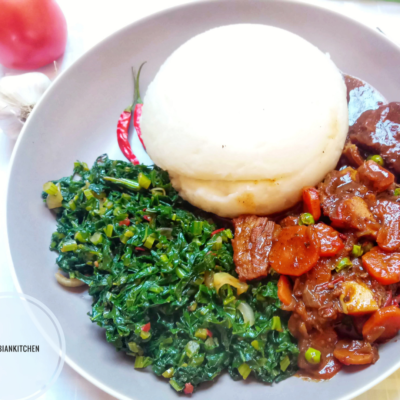 Nsima and Panfried Beef